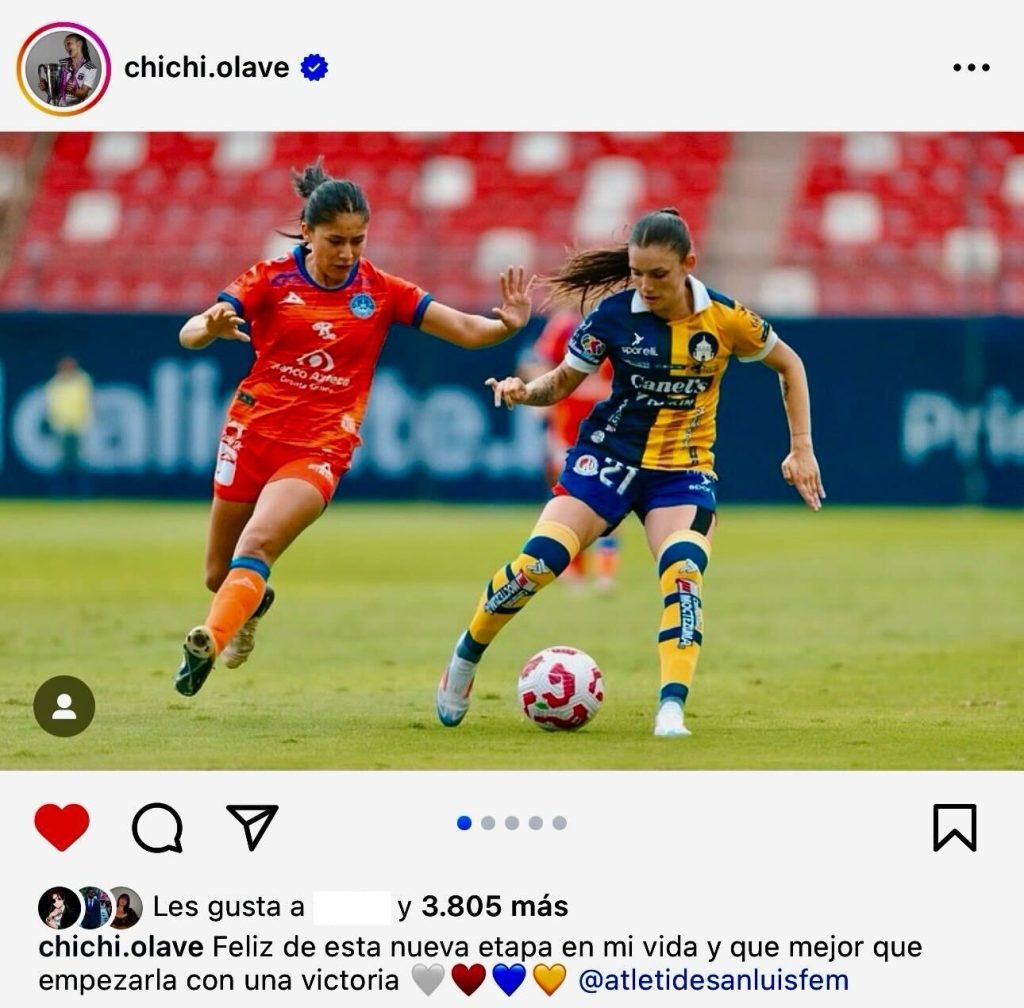 Isidora Olave en su debut con el Atlético San Luis en México. (Foto: Captura)